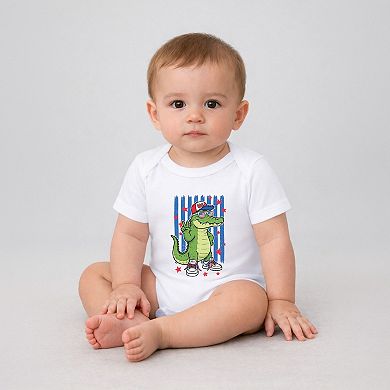 Patriotic Alligator Stripes - Infant Short Sleeve Graphic Bodysuit