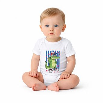 Patriotic Alligator Stripes - Infant Short Sleeve Graphic Bodysuit