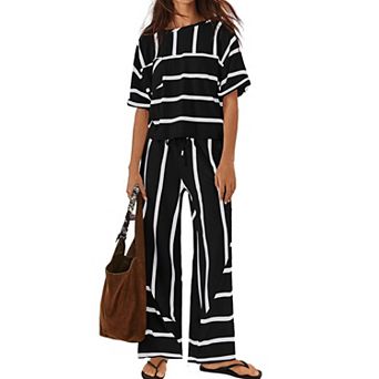 Womens 2 pc Lounge Set Soft Cotton Blend Vacation Casual Wear With Pockets
