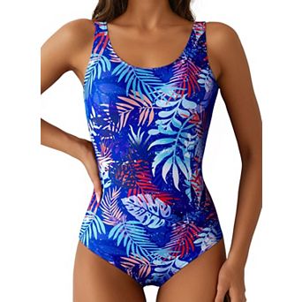 Womens Sporty Contrast Strap Padded Bathing Suit Swimwear