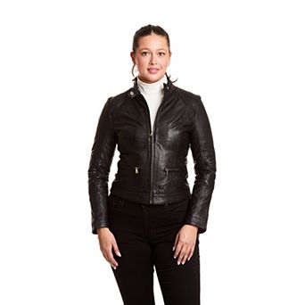 Women's Just Tanned Lamb Zip Front Crop Jacket