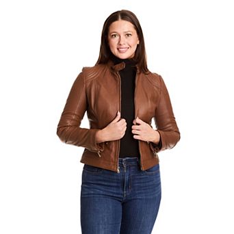 Women's Just Tanned Lamb Zip Front Crop Jacket