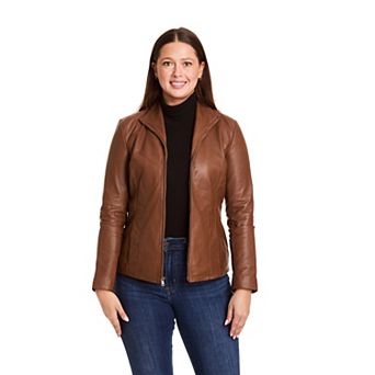 Women's Just Tanned Lamb Zip Front Crop Jacket