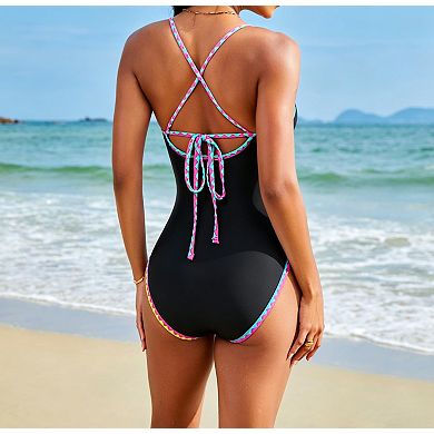 Womens Tummy Control Modest One Piece Floral Print Swimwear Adjustable Strap