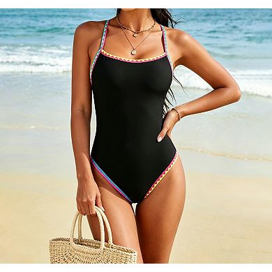 Womens Tummy Control Modest One Piece Floral Print Swimwear Adjustable Strap