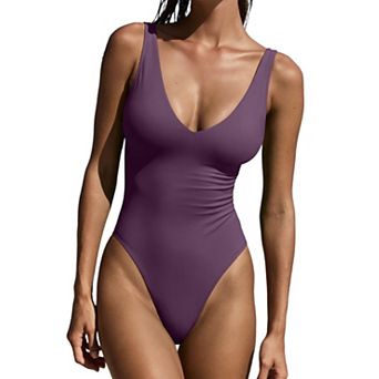 Womens Tummy Control V Neck Padded Swimwear With Removable Cups