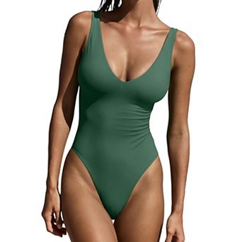 Womens Tummy Control V Neck Padded Swimwear With Removable Cups