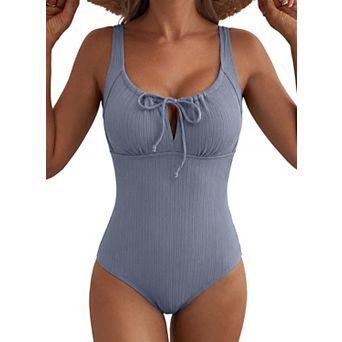 Womens Tummy Control Push Up Bathing Suit Tie Cutout Swimwear