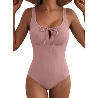 Womens Tummy Control Push Up Bathing Suit Tie Cutout Swimwear