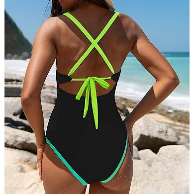 Womens Tummy Control Cutout Adjustable Strap Bathing Suit