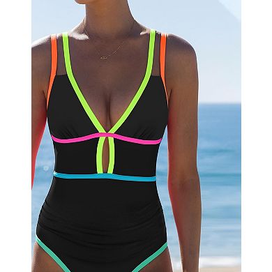 Womens Tummy Control Cutout Adjustable Strap Bathing Suit