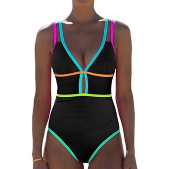 Womens Tummy Control Cutout Adjustable Strap Bathing Suit