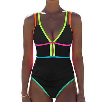 Womens Tummy Control Cutout Adjustable Strap Bathing Suit