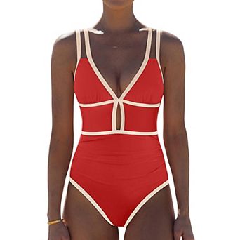 Womens Tummy Control Cutout Adjustable Strap Bathing Suit
