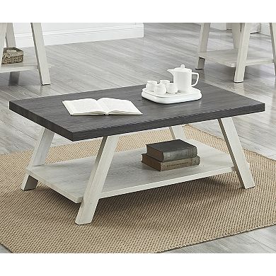 Athens Contemporary Wood Shelf Coffee Table