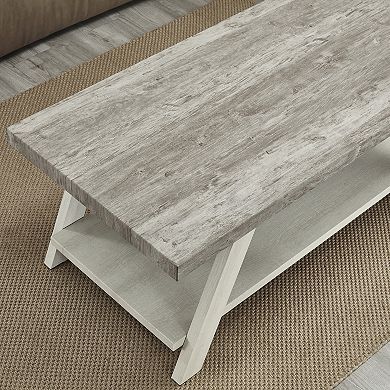 Athens Contemporary Wood Shelf Coffee Table