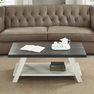 Athens Contemporary Wood Shelf Coffee Table