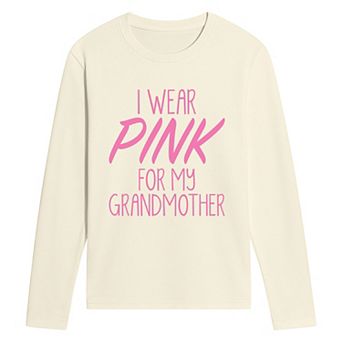 Men's “I Wear Pink for My Grandmother” Breast Cancer Awareness Long Sleeve Graphic T-Shirt