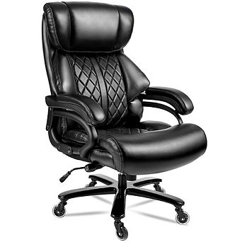 Office Chair 500lbs, Heavy Duty Executive Desk Chair With Spring Seat, Adjustable Lumbar Support
