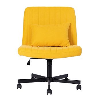 Criss Cross Armless Office Chair with Wheels, Wide Seat Swivel Desk Chair for Home Office