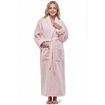 Women's ESKYMODE Terry Cotton Shawl Collar Ankle Long Bathrobe