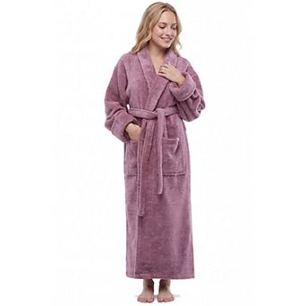 Women's ESKYMODE Terry Cotton Shawl Collar Ankle Long Bathrobe