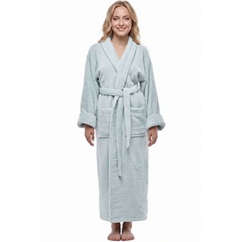 Women's ESKYMODE Terry Cotton Shawl Collar Ankle Long Bathrobe