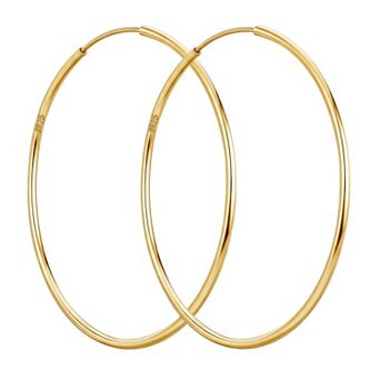 14K Gold Plated 925 Sterling Silver Post Hypoallergenic Tube Hoop Earrings