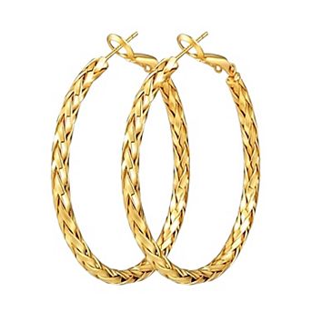 14K Gold Plated 925 Sterling Silver Post Twisted Lightweight Hoop Earrings
