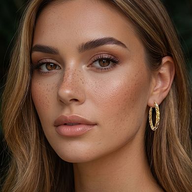 14K Gold Plated 925 Sterling Silver Post Twisted Lightweight Hoop Earrings