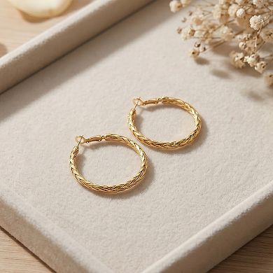 14K Gold Plated 925 Sterling Silver Post Twisted Lightweight Hoop Earrings