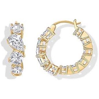 14K Gold Plated Inside Out Cubic Zirconia Hoop Earrings