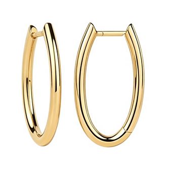 14K Yellow Gold Plated Oval Hypoallergenic Hoop Earrings Gift for Her