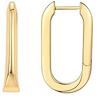 14K Yellow Gold Plated Distinctive U-Shaped Hoop Earrings Gift for Her