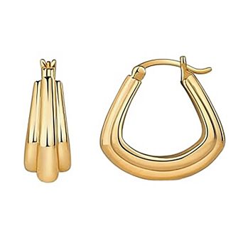 14K Yellow Gold Plated Chunky Minimalist Hoop Earrings Gift for Her