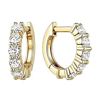14K Yellow Gold Plated Cubic Zirconia Dainty Huggie Earrings Gift for Her
