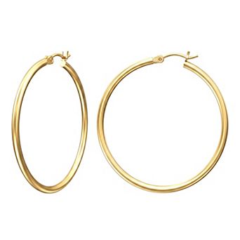 14K Gold Plated Lightweight Classic Hoop Earrings Gift for Her