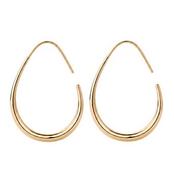 14K Yellow Gold Plated Teardrop Open Hoop Earrings Gift for Her