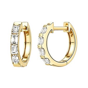 14K Yellow Gold Plated Cubic Zirconia Hypoallergenic Huggie Earrings Gift for Her