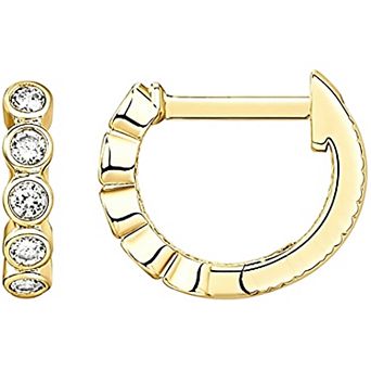 14K Yellow Gold Plated Cubic Zirconia Dainty Huggie Earrings Gift for Her