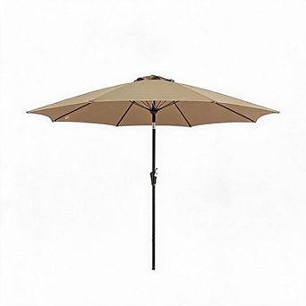 9FT Patio Umbrella with 8 Ribs, Tilt and Crank for Deck and Poolside