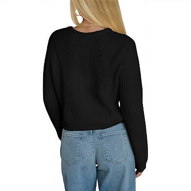 Women's Cropped Cardigan Open Front Sweater Casual Long Sleeve Button Coats Outerwear