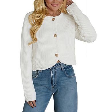 Women's Cropped Cardigan Open Front Sweater Casual Long Sleeve Button Coats Outerwear