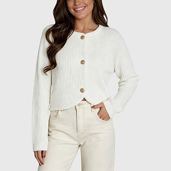 Women's Cropped Cardigan Open Front Sweater Casual Long Sleeve Button Coats Outerwear