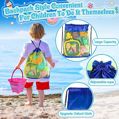 33pcs Collapsible Beach Toys Foldable Buckets Shovels Sand Castle Kit