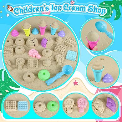33pcs Collapsible Beach Toys Foldable Buckets Shovels Sand Castle Kit