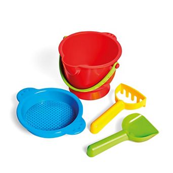 Hape Beach Sand Bucket Sifter Rake Shovel Set