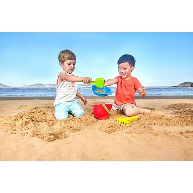 Hape Beach Sand Bucket Sifter Rake Shovel Set