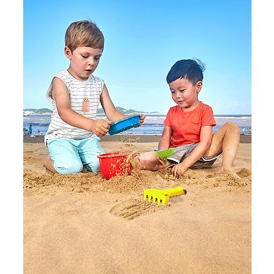 Hape Beach Sand Bucket Sifter Rake Shovel Set