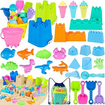 34 pc Beach Toys Sand Castle Bucket Shovel Mesh Bag Mold Sandbox Kids